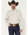 Image #1 - George Strait by Wrangler Men's Striped Long Sleeve Button-Down Stretch Western Shirt, Green, hi-res