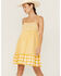 Image #4 - Mittoshop Women's Gingham Smocked Front Dress, Mustard, hi-res