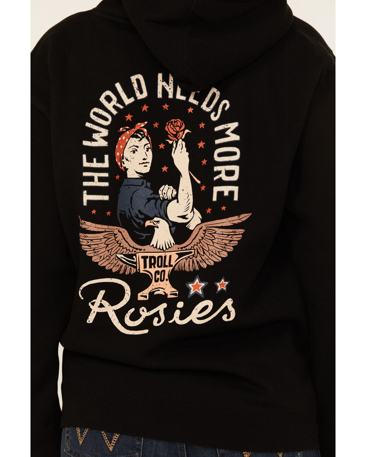 Image #3 - Troll Co Women's Rosie Graphic Hoodie, Black, hi-res