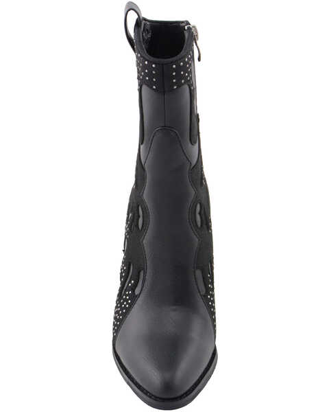 Image #5 - Milwaukee Leather Women's Studded Overlay Western Boots - Pointed Toe, Black, hi-res