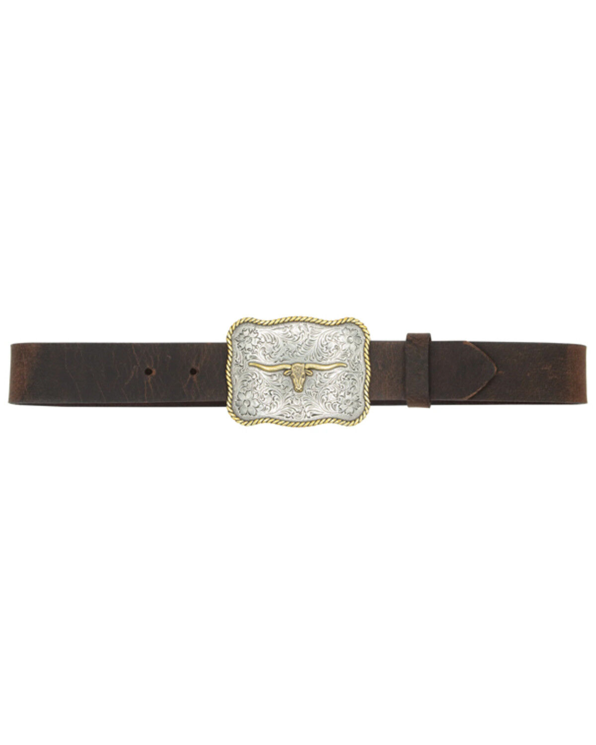 Image #2 - Cody James Boys' Scalloped Longhorn Buckle Belt, Brown, hi-res
