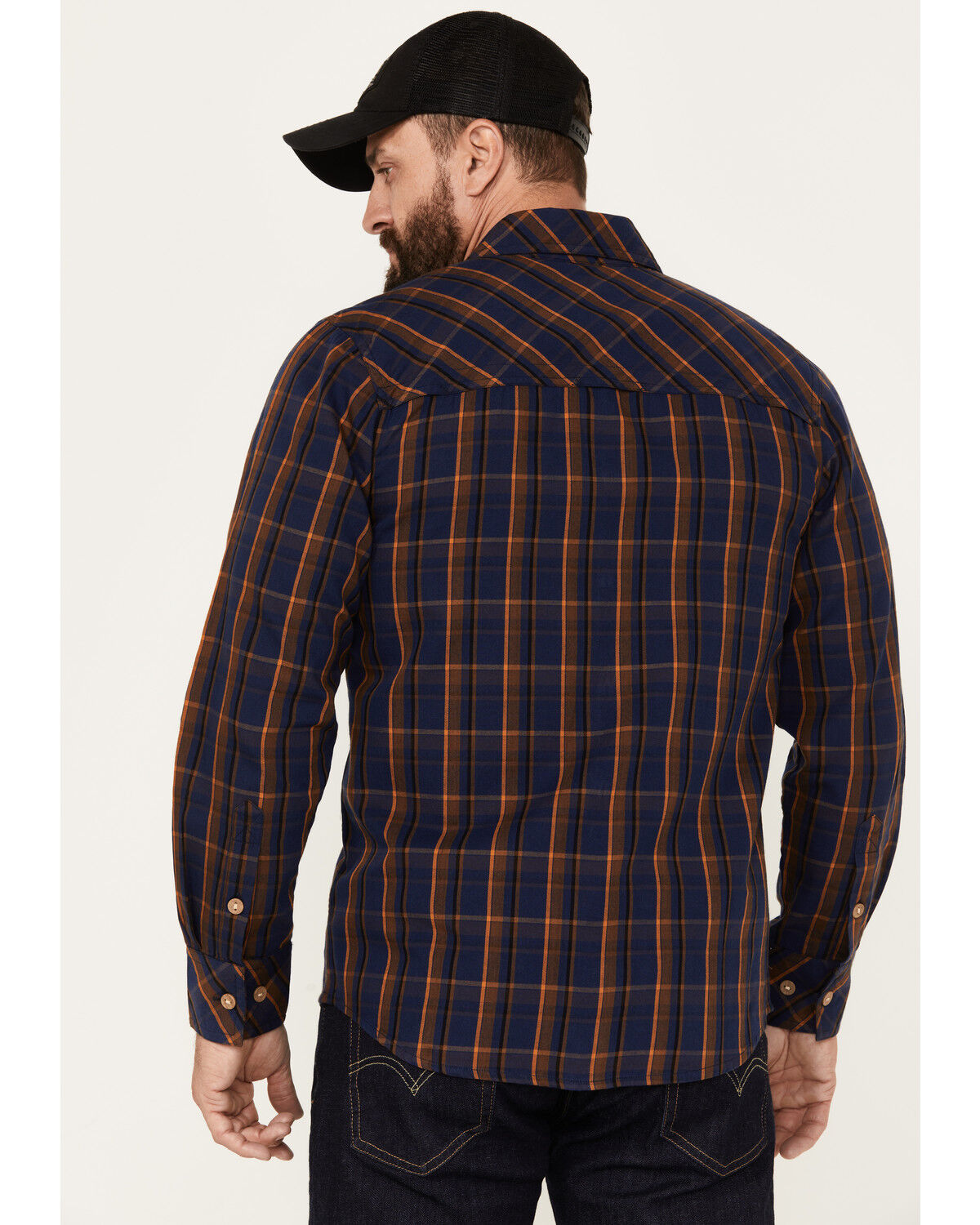 Image #4 - Resistol Men's Englewood Plaid Button Down Western Shirt, Navy, hi-res
