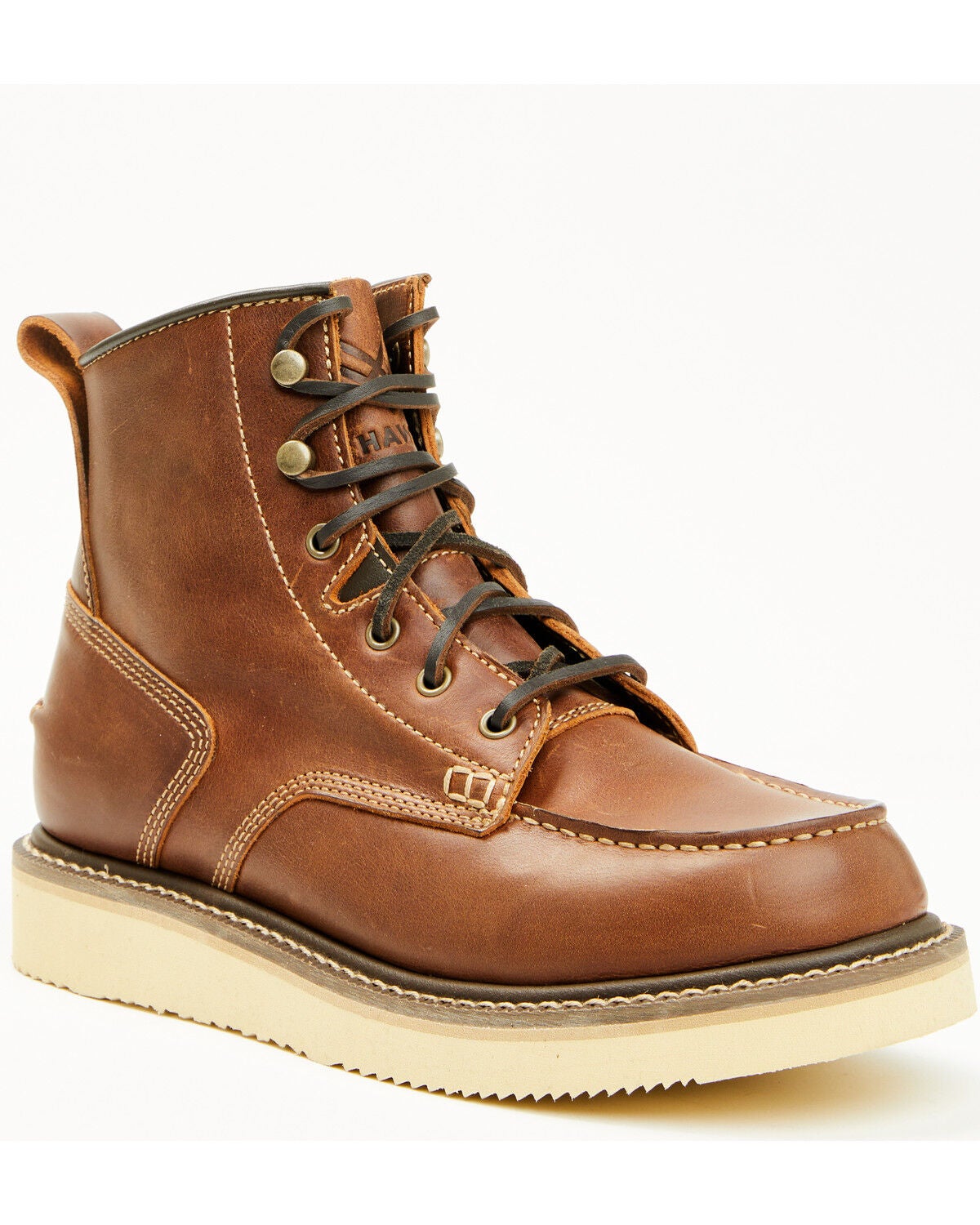 Hawx Men's 6" Lace-Up Moc Work Boots - Soft Toe, Brown, hi-res