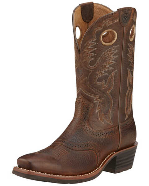Ariat Men's Heritage Roughstock Western Boots - Narrow Square Toe, Brown Oiled Rowdy, hi-res