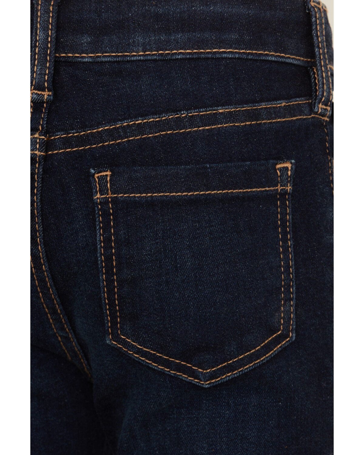 Image #4 - Shyanne Little Girls' Lacey Dark Wash Lace Inset Flare Stretch Denim Jeans, Dark Wash, hi-res