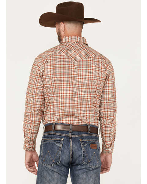 Image #4 - Rough Stock by Panhandle Men's Plaid Print Long Sleeve Pearl Snap Western Shirt, Rust Copper, hi-res