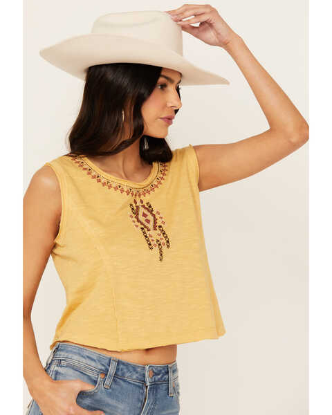Image #2 - Shyanne Women's Embroidered Slub Jersey Top, Yellow, hi-res