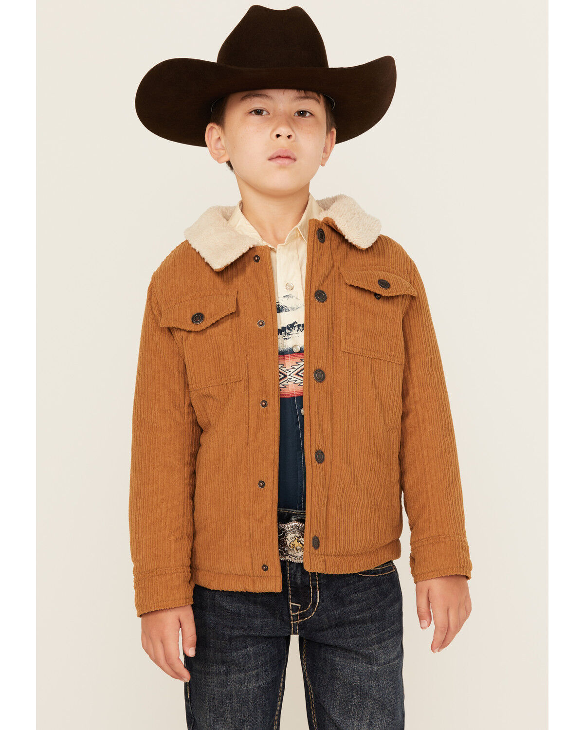 Image #1 - Urban Republic Toddler Boys' Corduroy Sherpa Lined Jacket, Tan, hi-res
