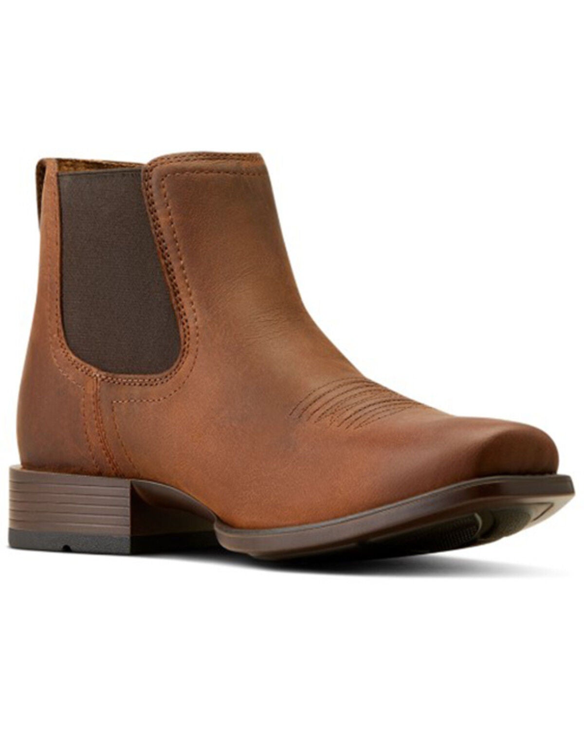 Ariat Men's Booker Ultra Western Chelsea Boots - Broad Square Toe, Brown, hi-res