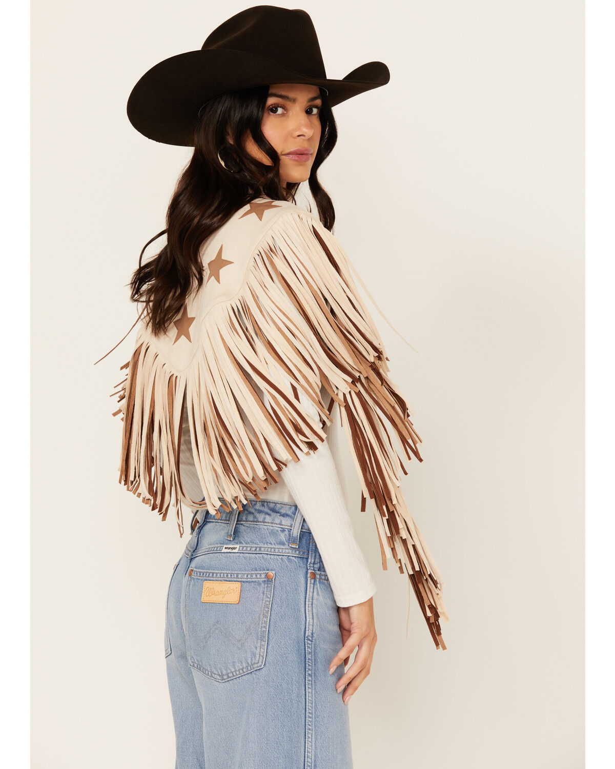 Image #2 - Saints & Hearts Women's Faux Suede Star Cape, Cream, hi-res