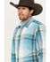 Image #2 - Wrangler Retro Men's Premium Plaid Print Long Sleeve Snap Western Shirt, Light Blue, hi-res