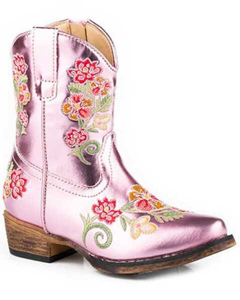 Roper Toddler Girls' Riley Floral Western Boots - Snip Toe, Pink, hi-res
