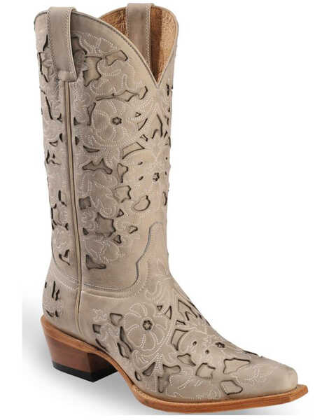 Image #1 - Shyanne Women's Laser Cut Western Boots - Snip Toe, White, hi-res