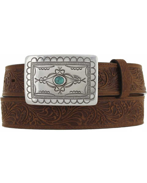Image #1 - Tony Lama Navajo Spirit Embossed Leather Belt, Aged Bark, hi-res