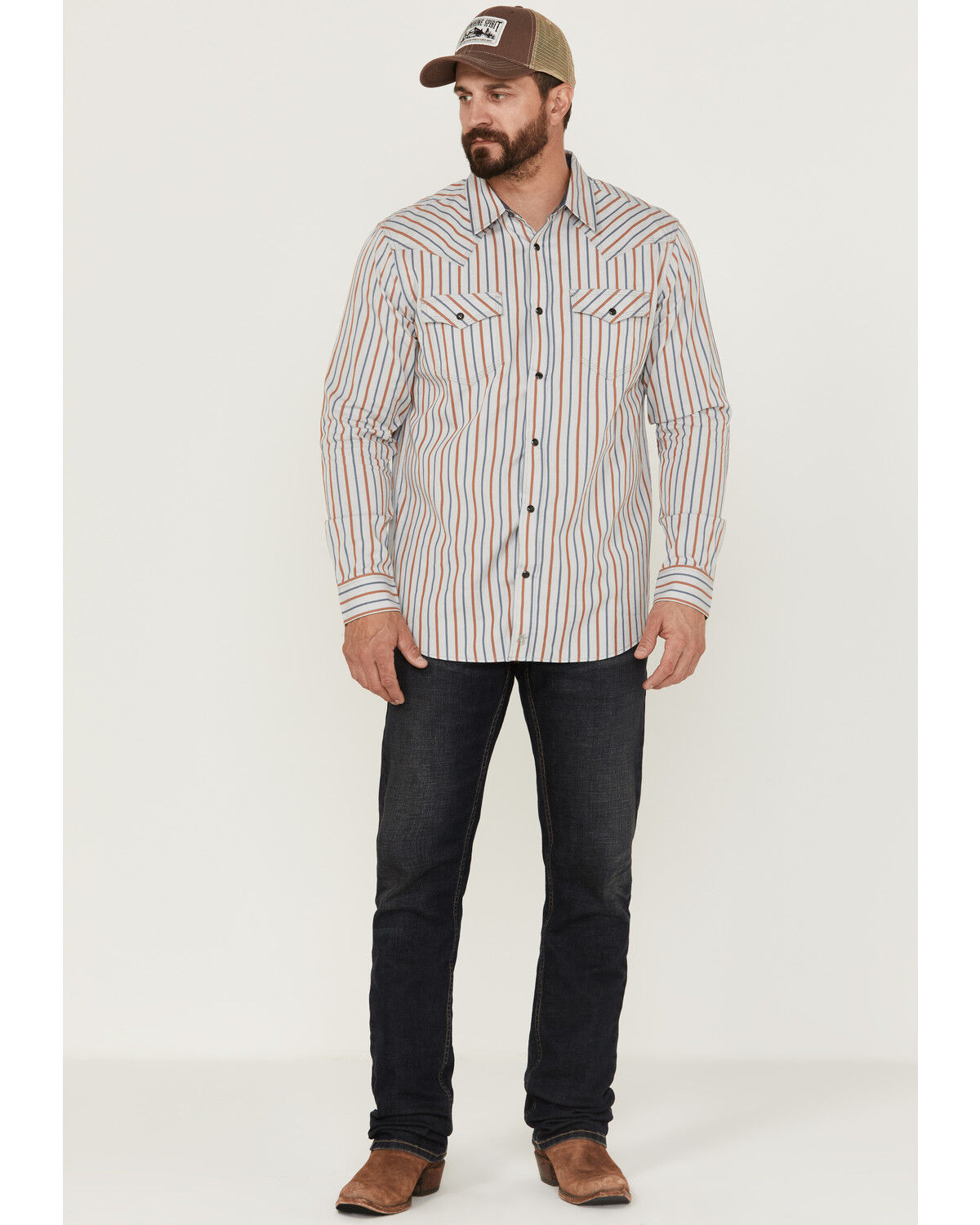 Image #2 - Moonshine Spirit Men's Kingston Stripe Snap Western Shirt, Grey, hi-res