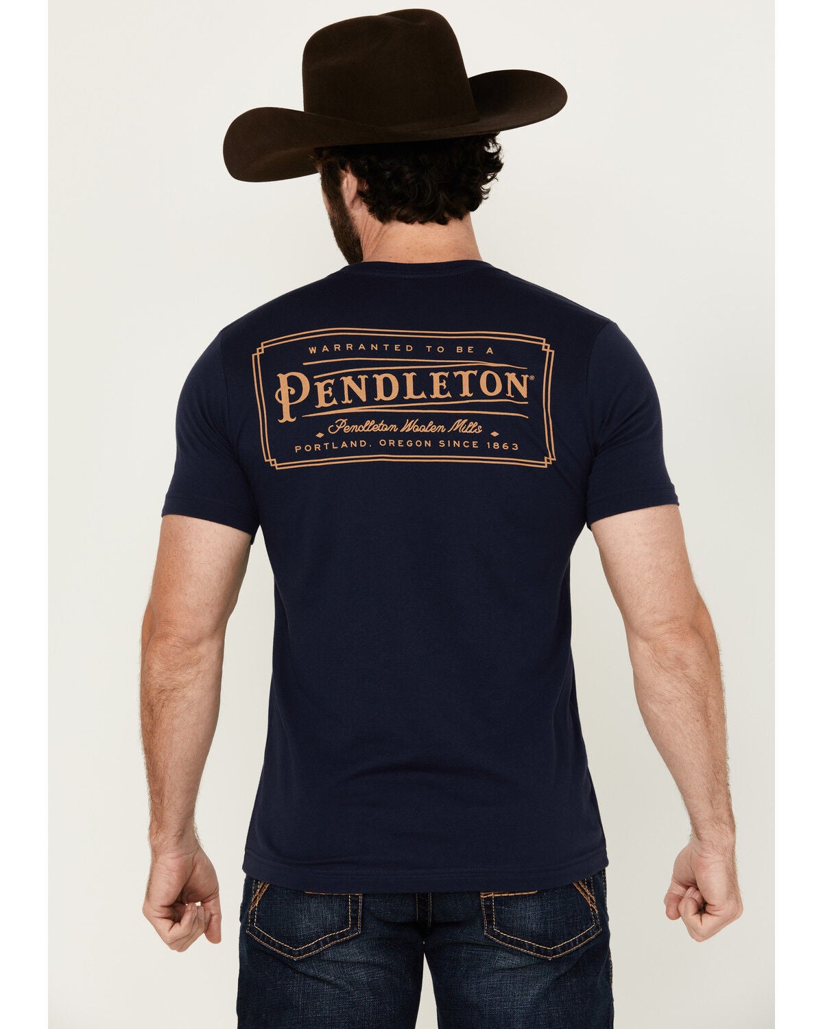 Pendleton Men's Rectangle Logo Short Sleeve Graphic T-Shirt, Dark Blue, hi-res