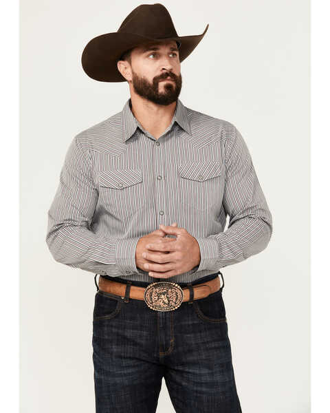 Image #1 - Gibson Trading Co Men's Together Striped Print Long Sleeve Snap Western Shirt, Ivory, hi-res
