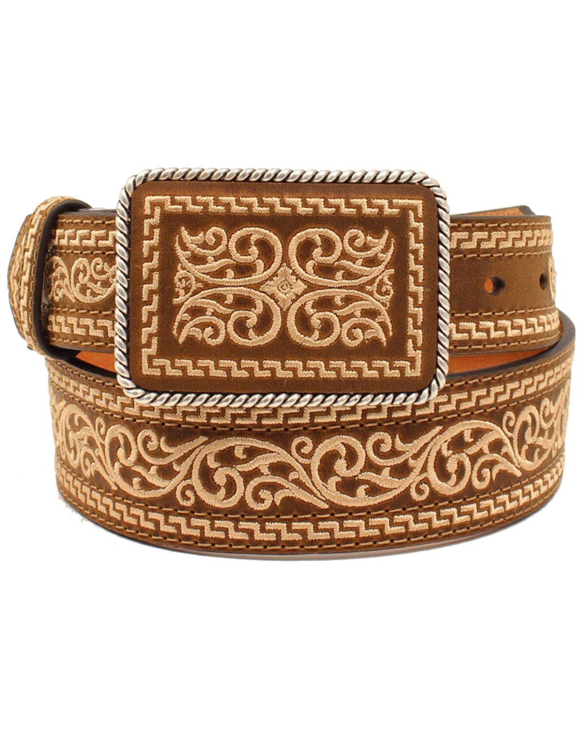 Nocona Men's Tapered Plate Western Belt, Brown, hi-res