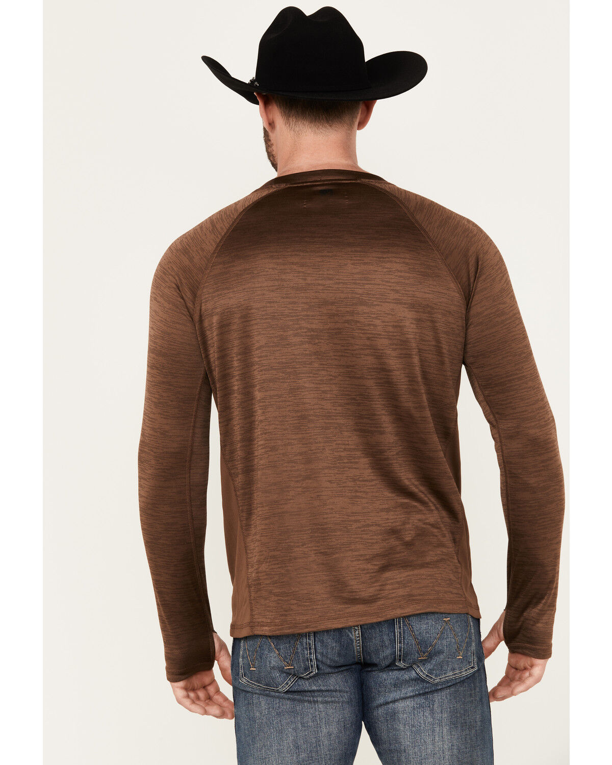 Image #4 - RANK 45® Men's Long Sleeve Performance T-Shirt, Coffee, hi-res