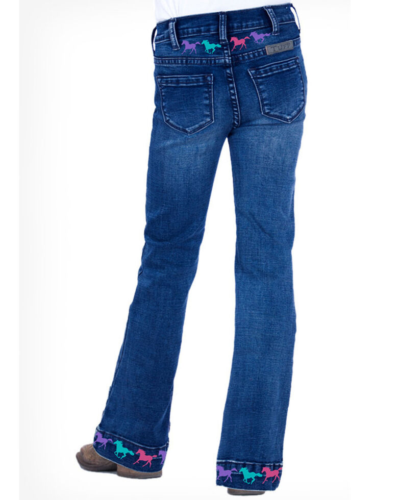 Cowgirl Tuff Girls' Ride Fast Trouser, Blue, hi-res