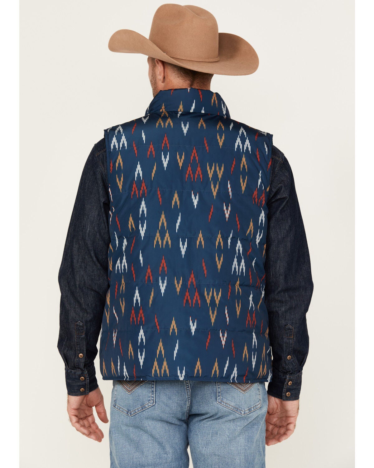 Image #4 - RANK 45&reg; Men's Men's Spaced Geo Print Reversible Puffer Vest, Dark Teal, hi-res