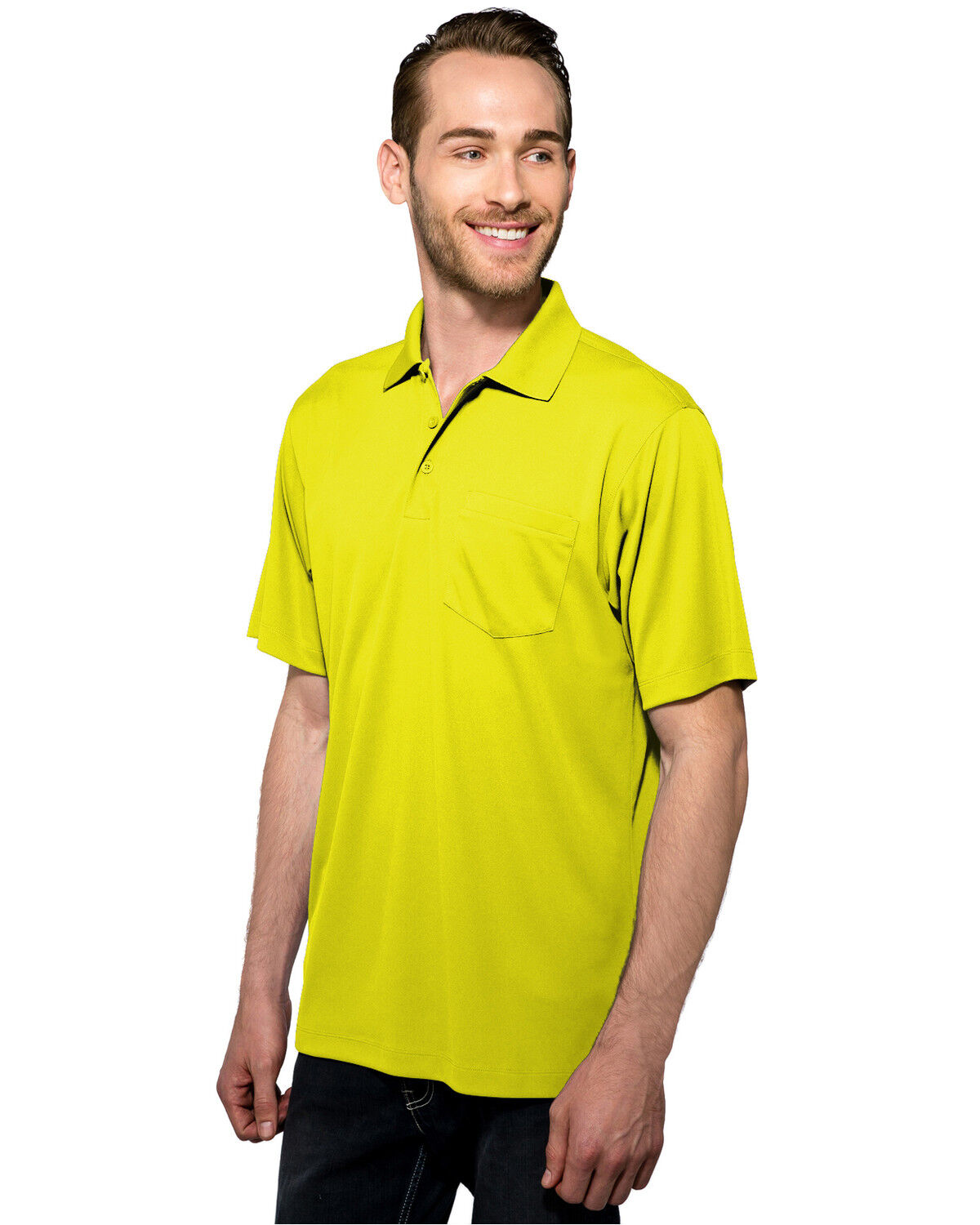 Image #1 - Tri-Mountain Men's Lime Green 2X Vital Pocket Polo Shirt - Tall, Bright Green, hi-res