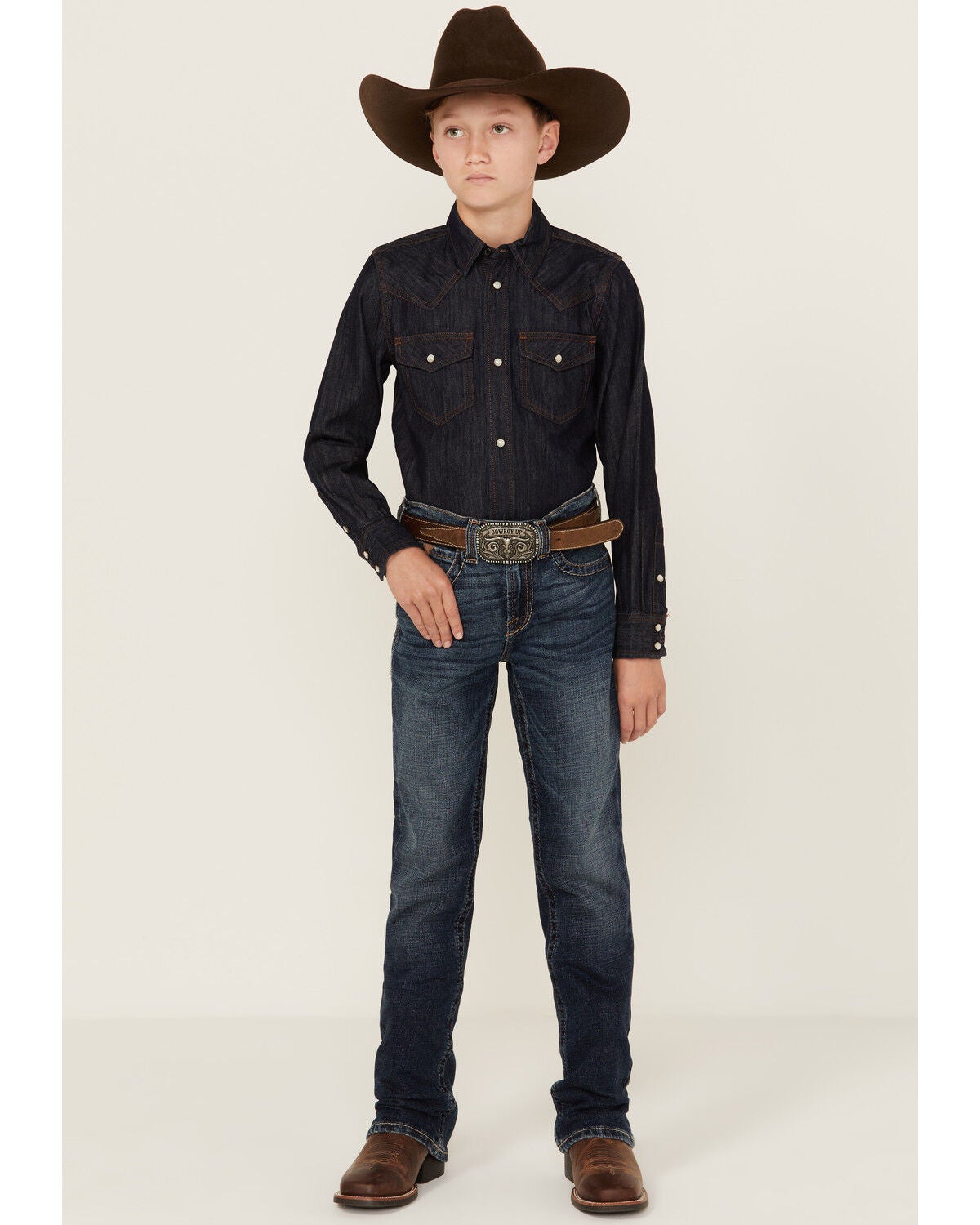 Ariat Boys' Relaxed Bootcut Denim Jeans, Blue, hi-res