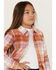 Shyanne Girls' Plaid Print Shacket, Lavender, hi-res