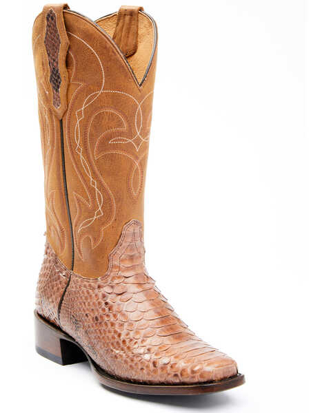 Image #1 - Shyanne Women's Geneva Exotic Snake Skin Western Boots - Square Toe, Tan, hi-res