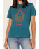 Wrangler Women's Steer Head Logo Graphic Tee, Teal, hi-res