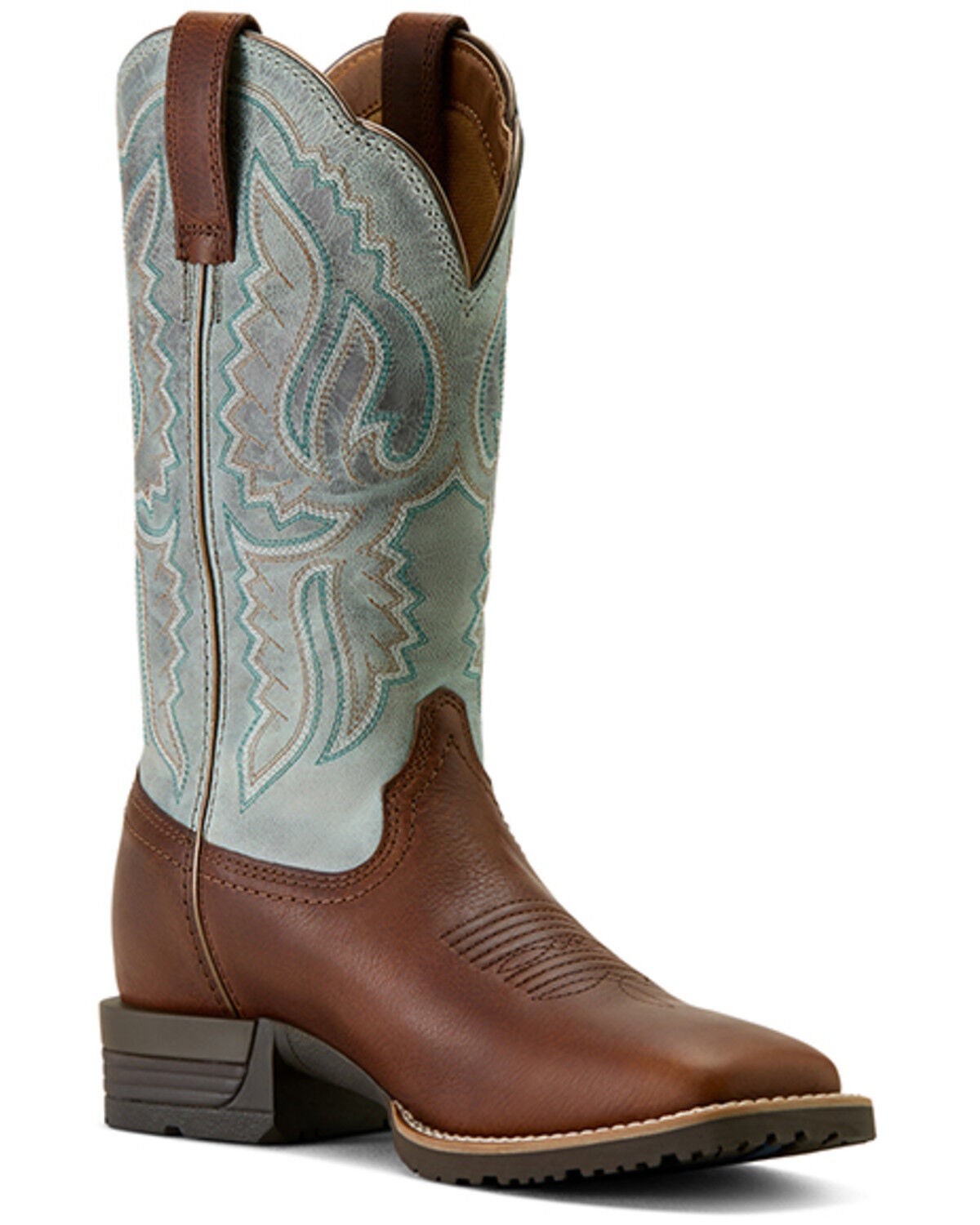 Image #1 - Ariat Women's Hybrid Ranchwork Performance Western Boots - Broad Square Toe, Silver, hi-res