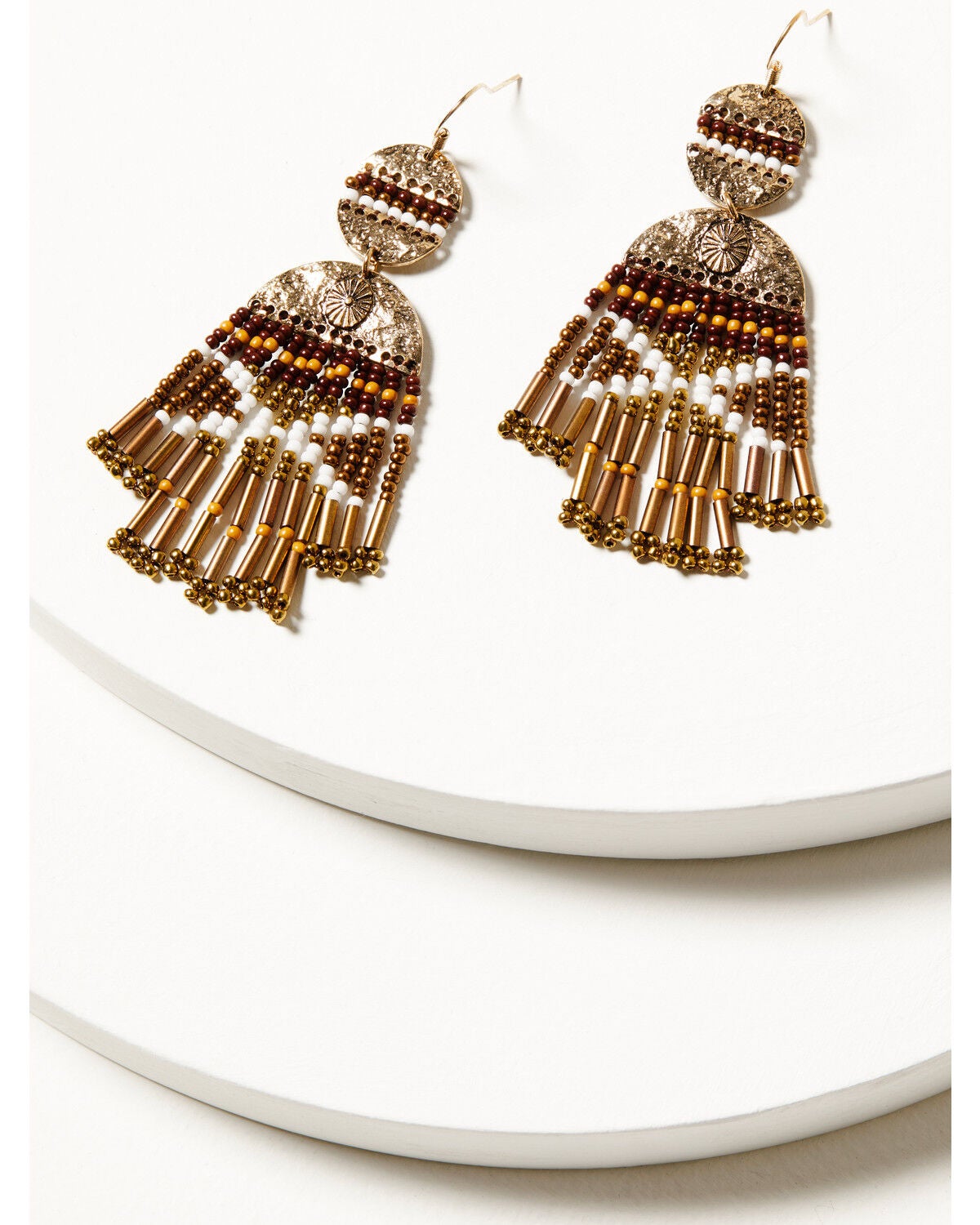 Image #1 - Shyanne Women's Summer Moon Antique Seed Bead Earrings, Gold, hi-res
