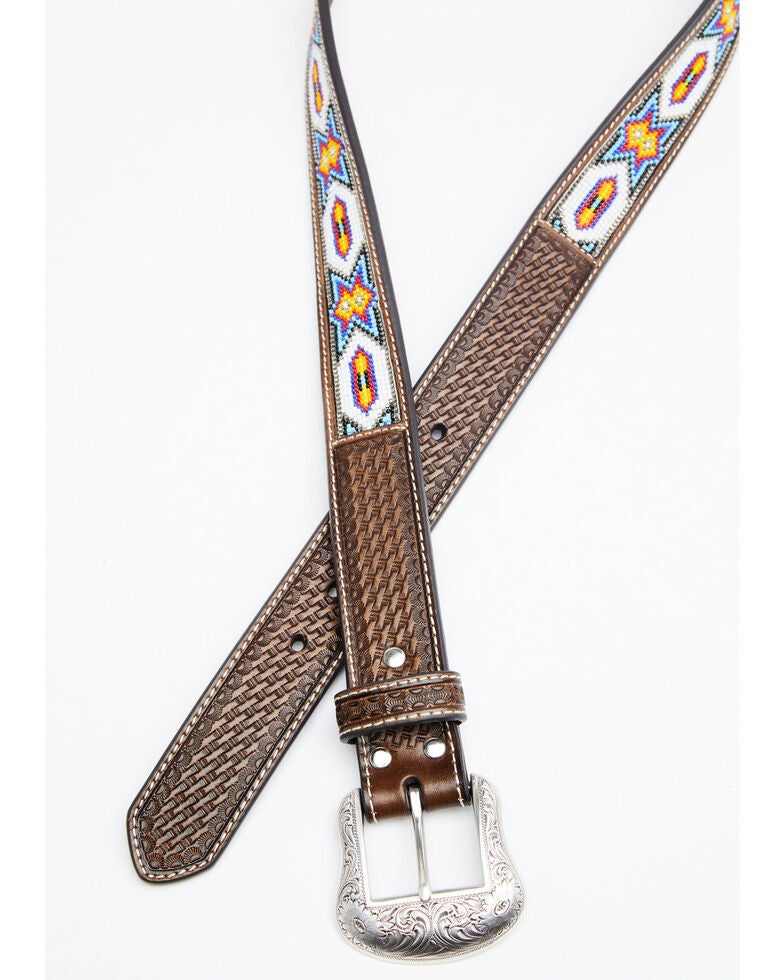 Nocona Beaded Inlay Leather Belt Sheplers
