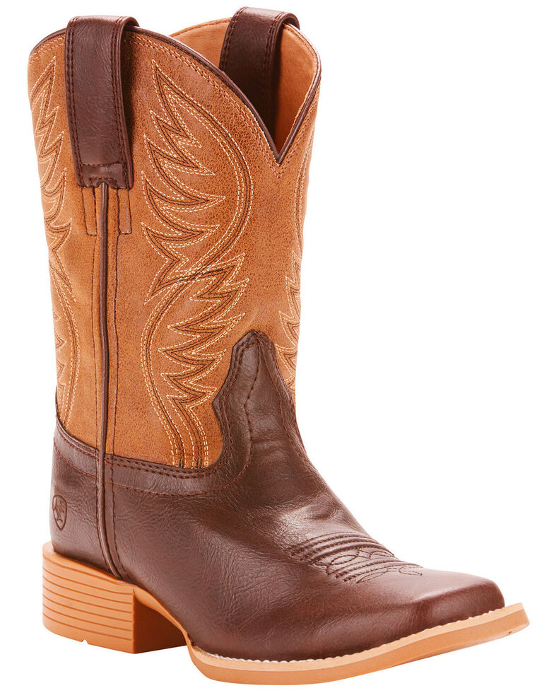 Ariat Girls' Brumby Fudgesickle Tumblin Tan Cowgirl Boots - Square Toe, Brown, hi-res