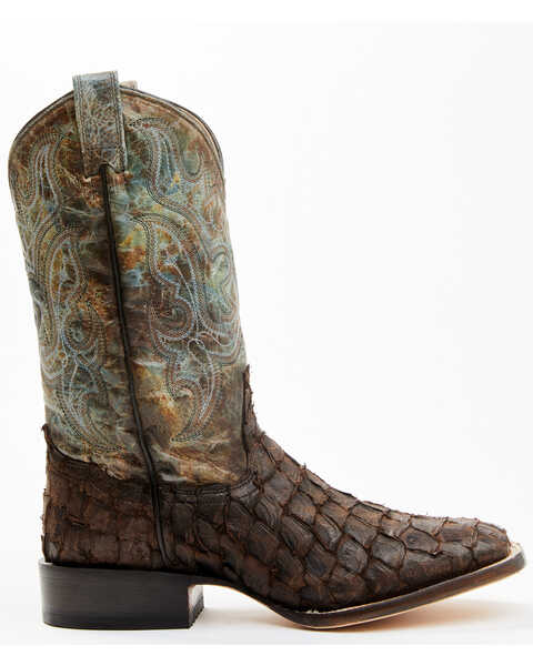 Image #2 - Cody James Men's Exotic Pirarucu Ocean Western Boots - Broad Square Toe , Dark Blue, hi-res