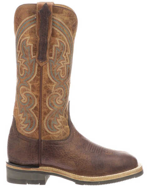 Image #2 - Lucchese Women's Chocolate & Peanut Ruth Cowhide Leather Western Boot - Square Toe , Chocolate, hi-res
