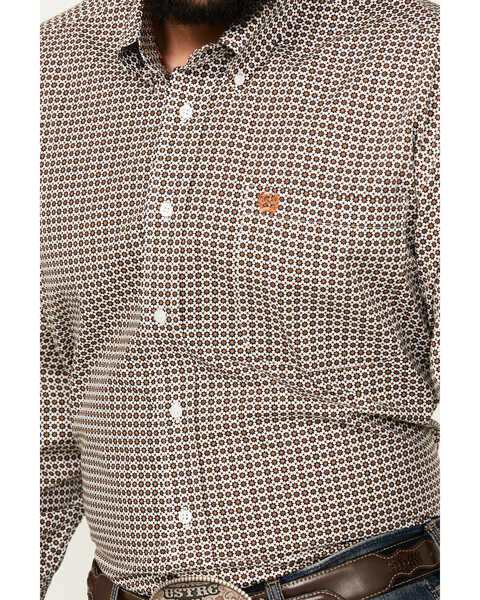 Image #3 - Cinch Men's Geo Print Long Sleeve Button-Down Western Shirt, White, hi-res