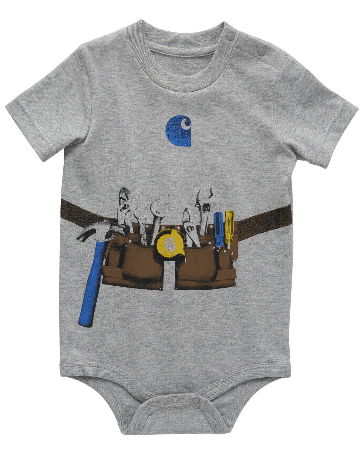 Carhartt Infant Boys' Short Sleeve Toolbelt Onesie, Heather Grey, hi-res