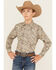 Image #1 - Cinch Boys' Paisley Print Long Sleeve Snap Western Shirt, Green, hi-res