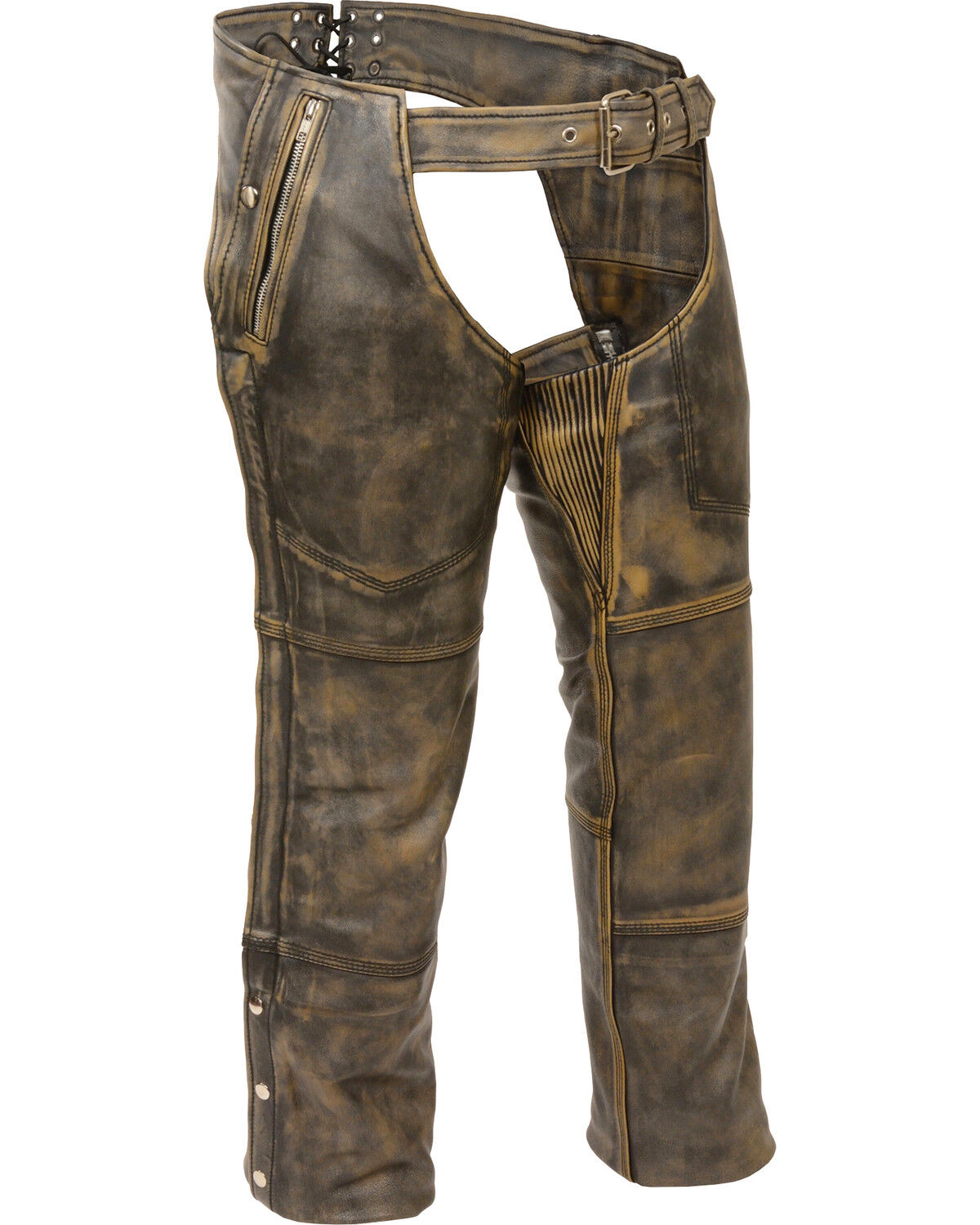 Image #1 - Milwaukee Leather Men's Distressed Thermal Lined Chaps - Big 4X, Black/tan, hi-res