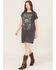 Image #1 - Cleo + Wolf Women's Coleson Short Sleeve Graphic Mini T-Shirt Dress, Charcoal, hi-res