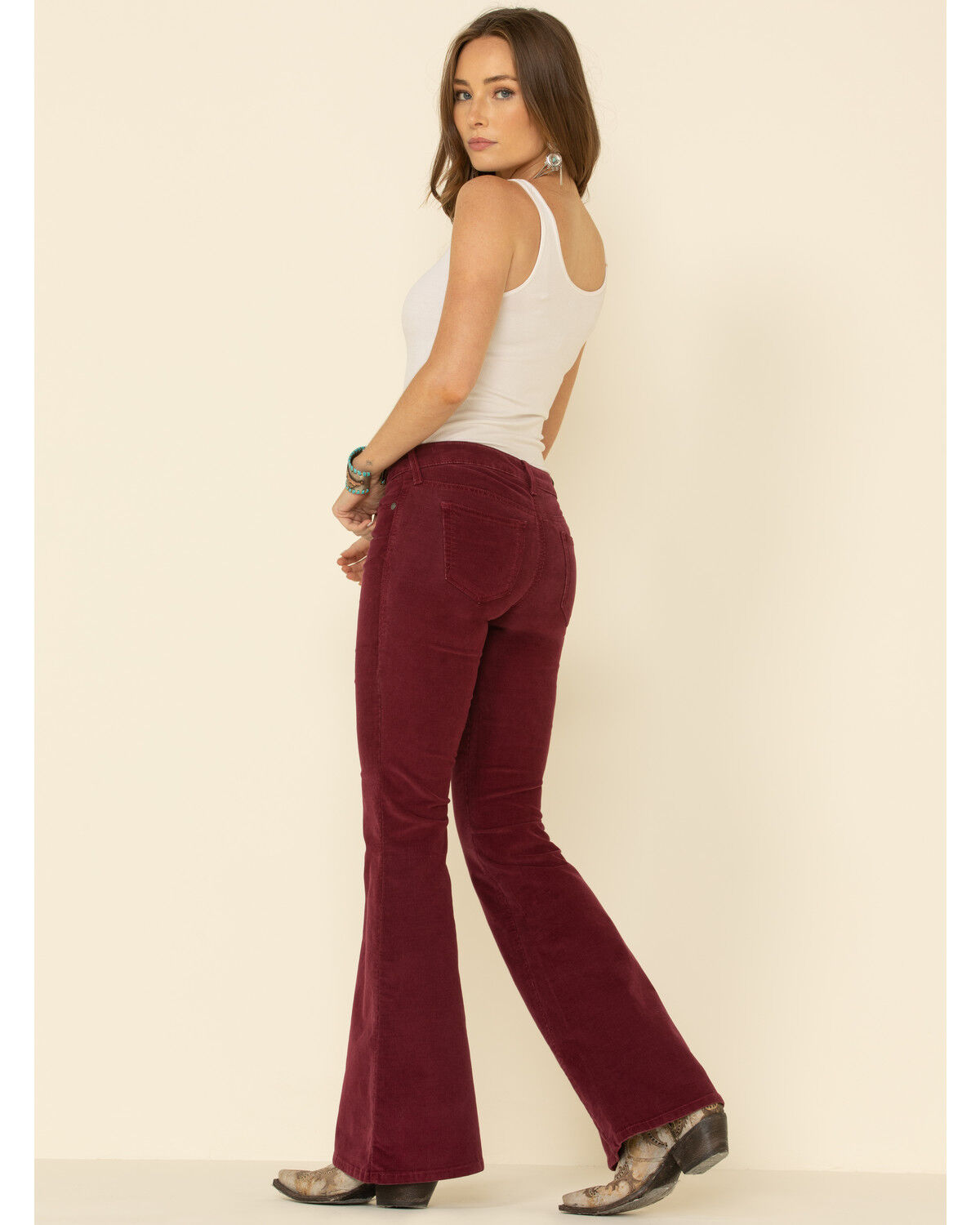 red flare corduroy pants