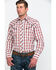 Image #1 - Roper Men's Large Fancy Plaid Long Sleeve Western Shirt , Red, hi-res