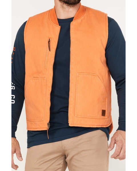 Brixton Men's Abraham Reversible Zip Vest, Orange, hi-res