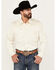Image #1 - Scully Men's Gunfighter Embroidery Long Sleeve Snap Western Shirt, Ivory, hi-res