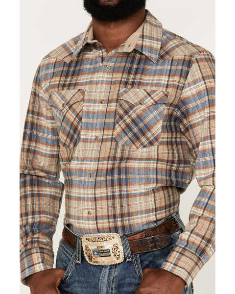 Image #3 - Pendleton Men's Canyon Small Plaid Snap Western Flannel Shirt , Brown, hi-res
