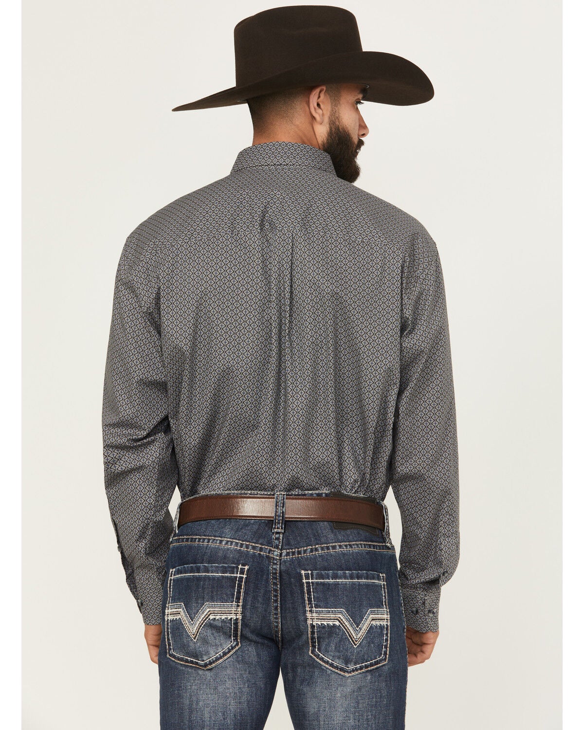 Image #4 - Wrangler Men's Micro Geo Print Long Sleeve Button-Down Western Shirt - Big, Black, hi-res