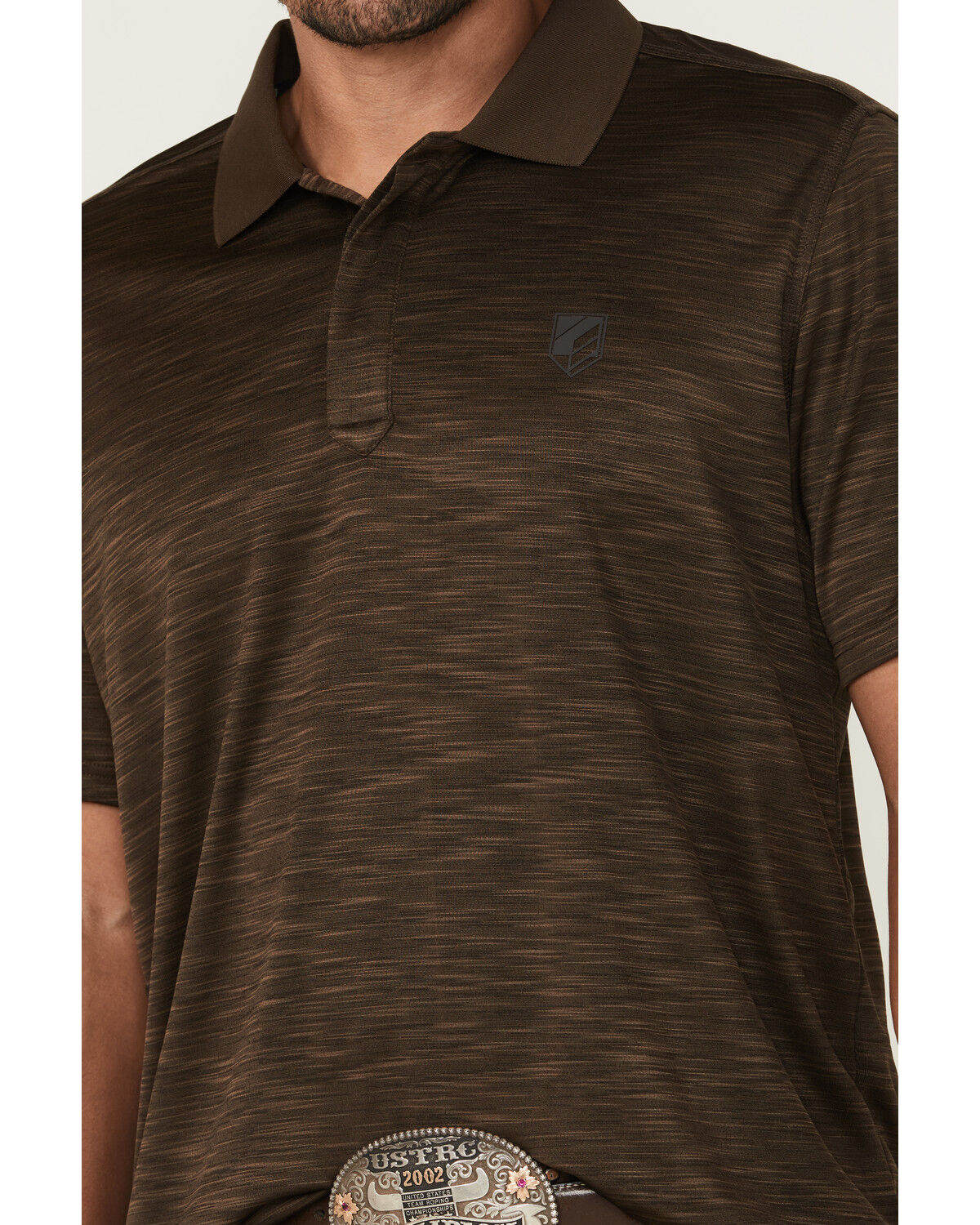 Image #3 - RANK 45® Men's Heeler Short Sleeve Button-Down Polo Shirt, Dark Brown, hi-res