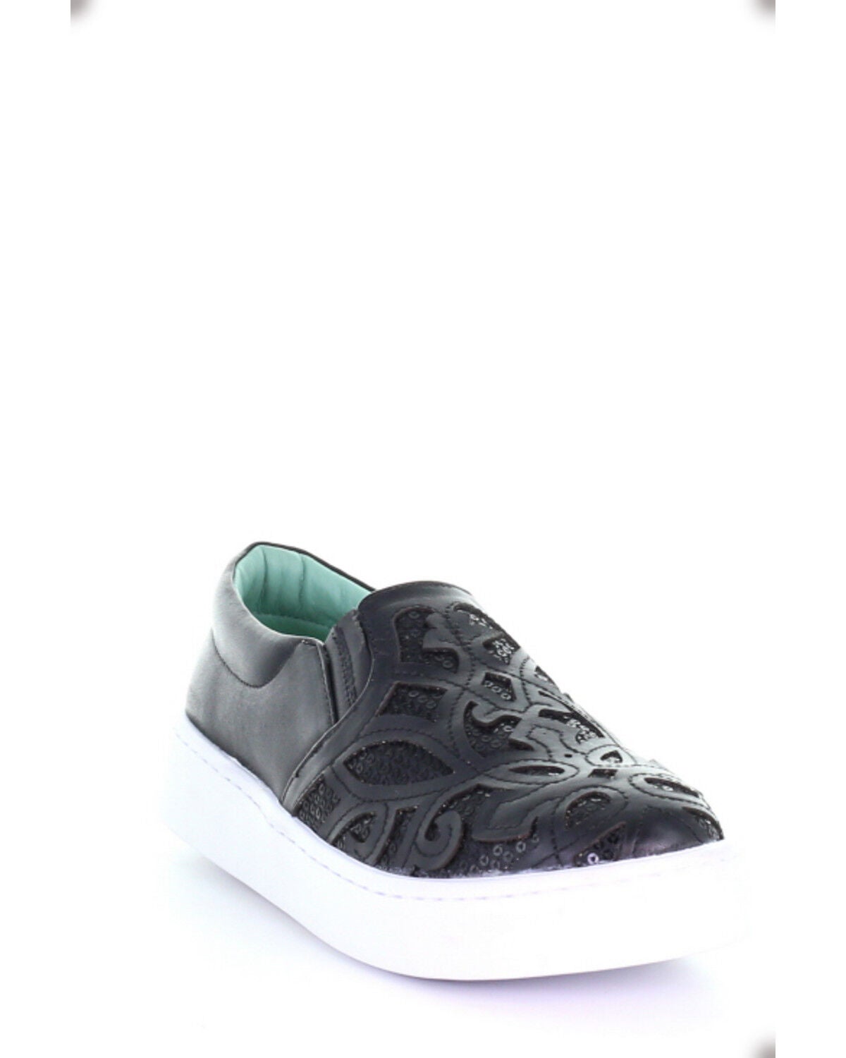 Corral Women's Black Inlay & Embroidery Sneakers, Black, hi-res