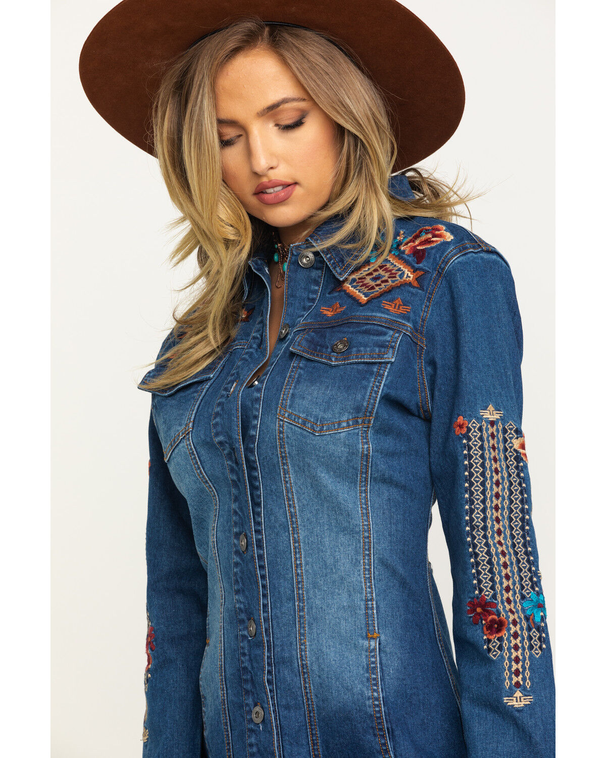 denim dress embroidered